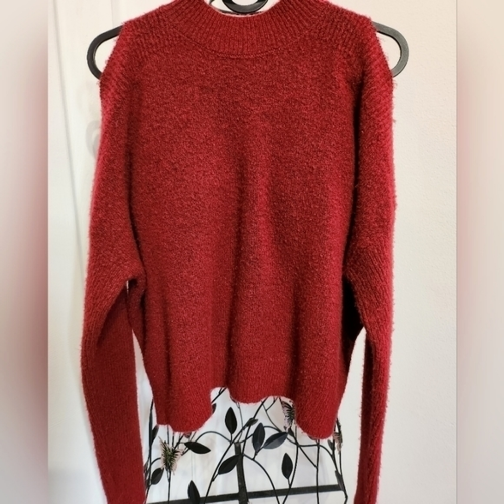 Cold‎ shoulder knit sweater